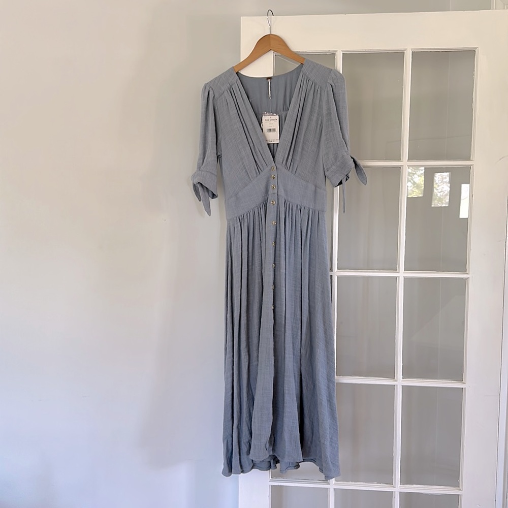 Free people blue button down dress